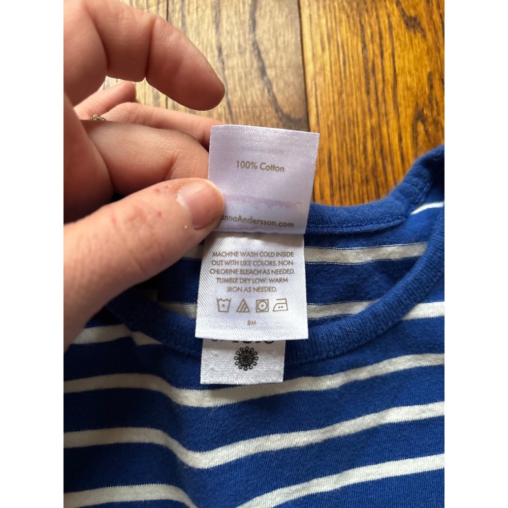 Hanna Andersson Kids Holiday Blue Striped Geometric Mixed Print Pocket Dress 8 - Picture 3 of 5